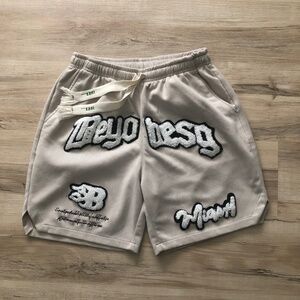 Beige Men Velour Shorts
